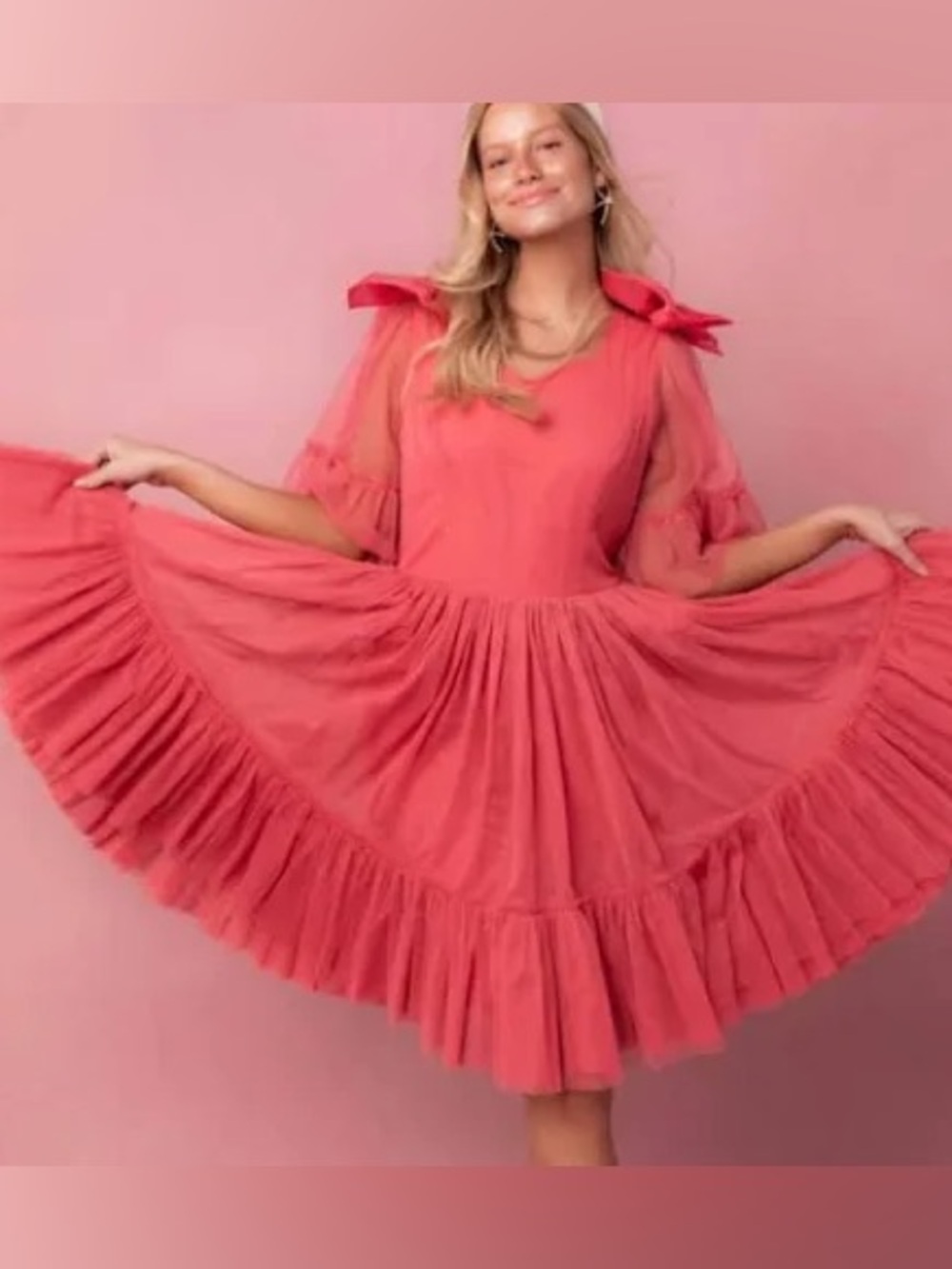 Ivy City Co Colette Women's Mommy +Me Pink Dress with Tulle and Bows small S
